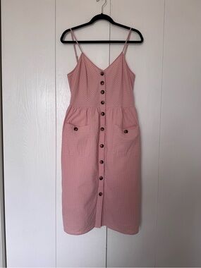 Pink Martini Blush Pink Button-Front Midi Dress - Selina Dress